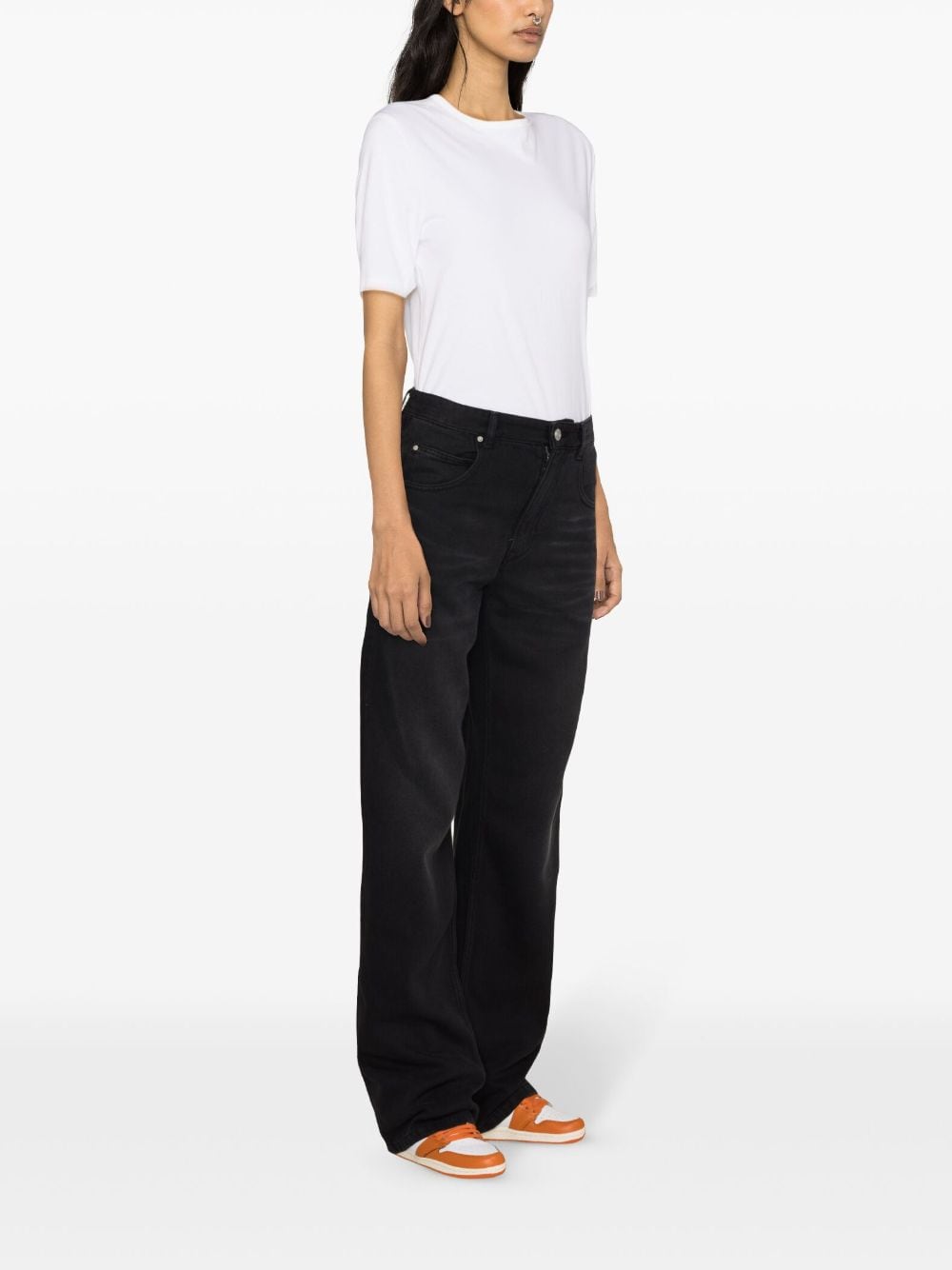 Shop Marant Etoile Bymara Carpenter High-rise Wide-leg Jeans In Black