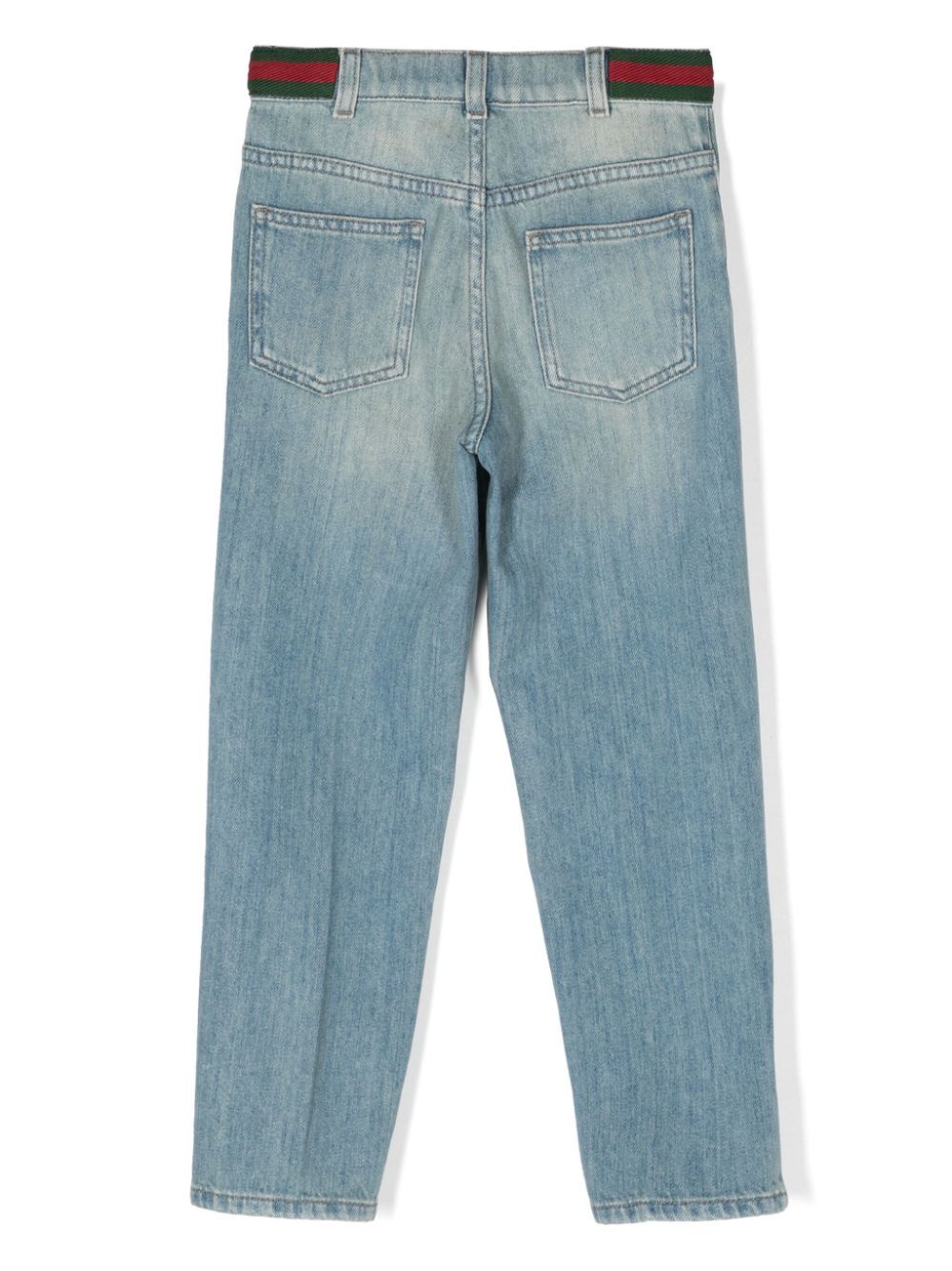 Gucci Kids Web-stripe tapered jeans - Blue