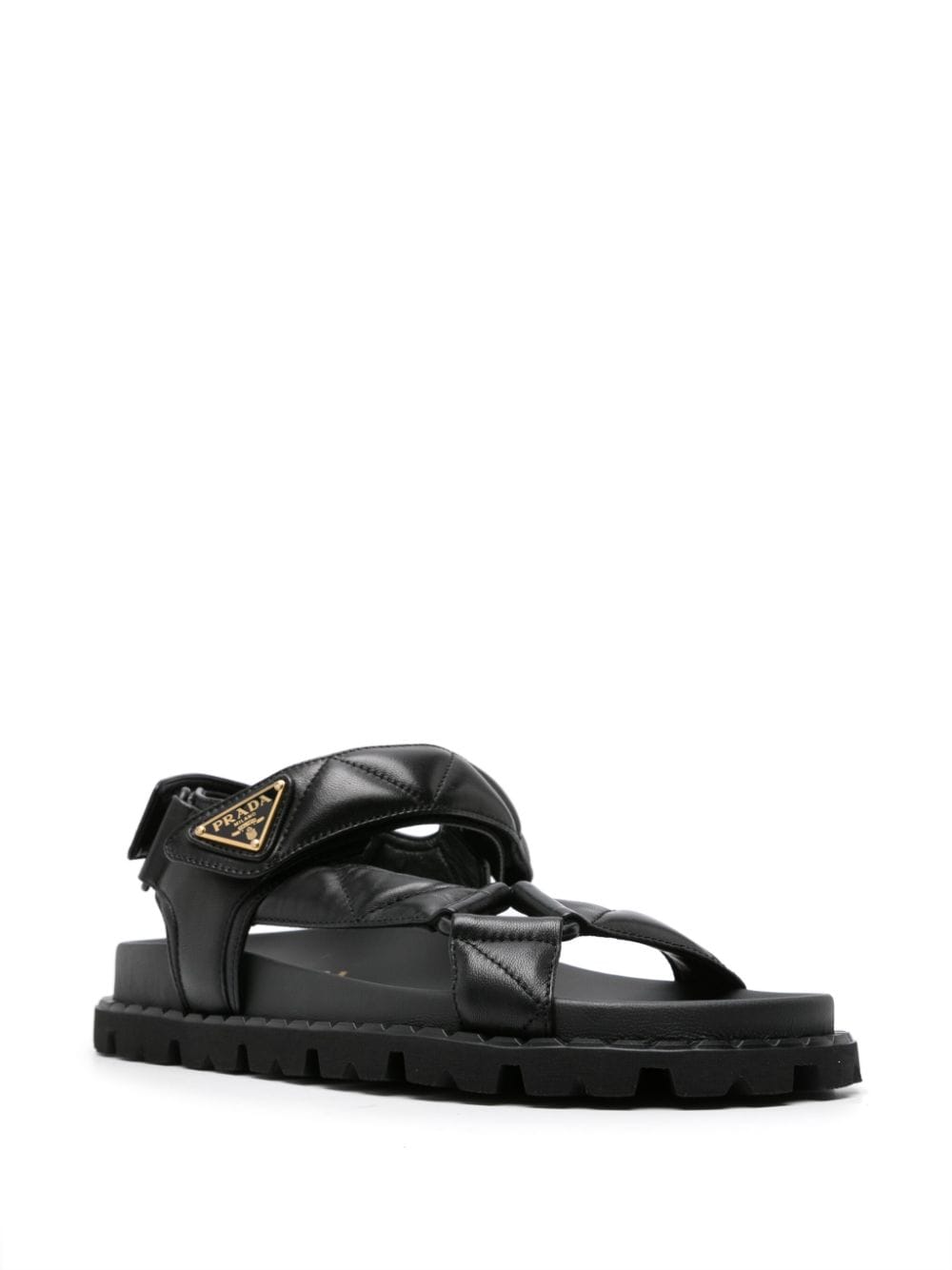 Prada Gewatteerde sandalen met logo - Zwart