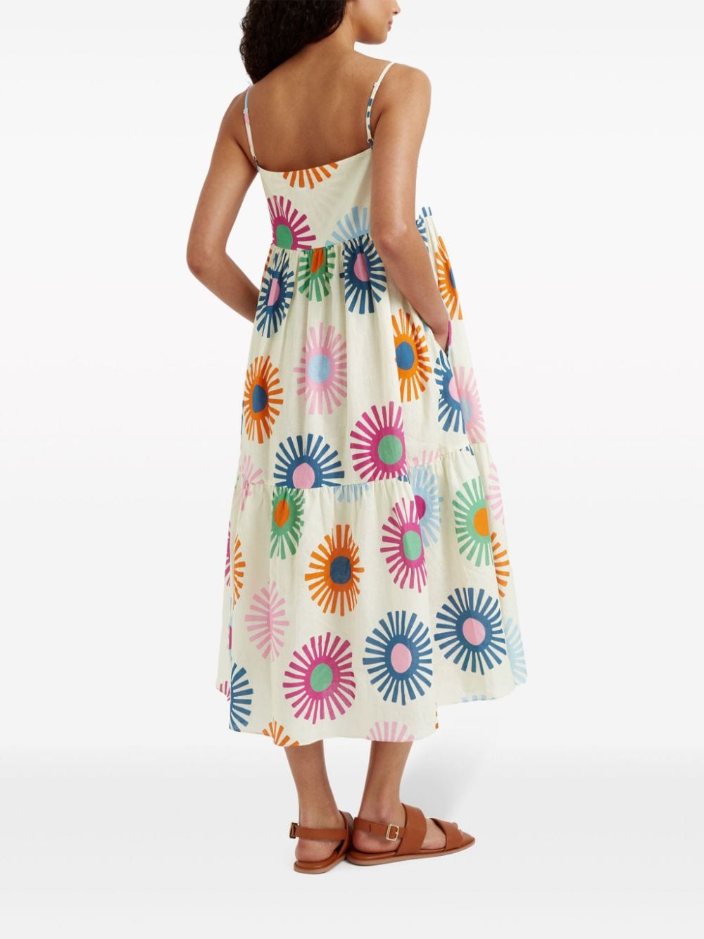 Shop Chinti & Parker Soleil Sun Printed Dress In Creammulti