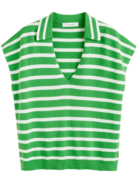 Chinti & Parker striped knitted polo top