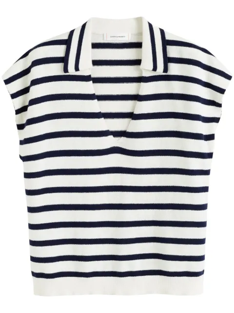 Chinti & Parker striped knitted polo top