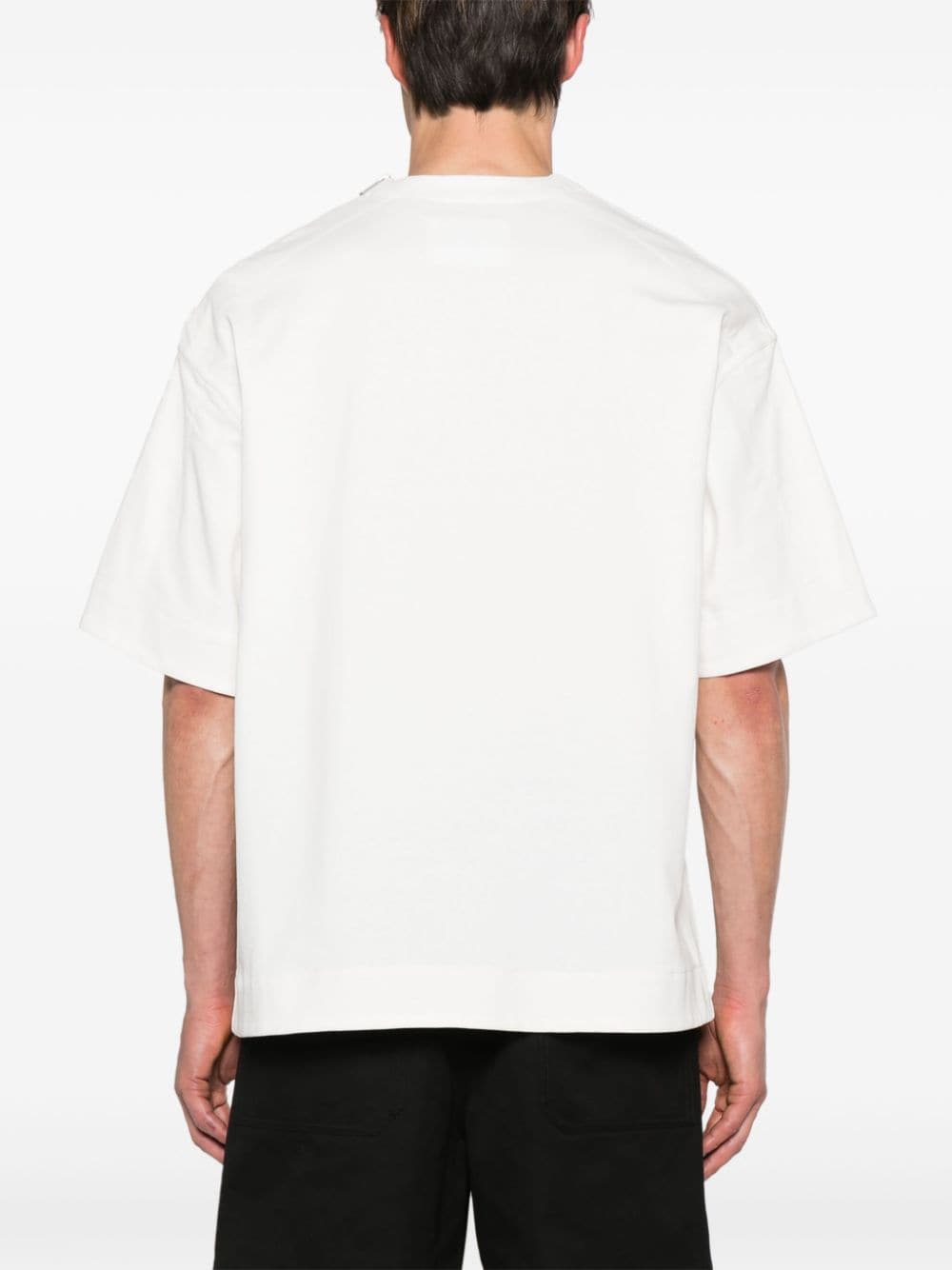 Shop Jil Sander Zip-embellished Cotton T-shirt In 白色