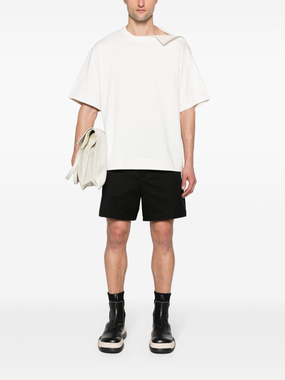 Shop Jil Sander Zip-embellished Cotton T-shirt In 白色