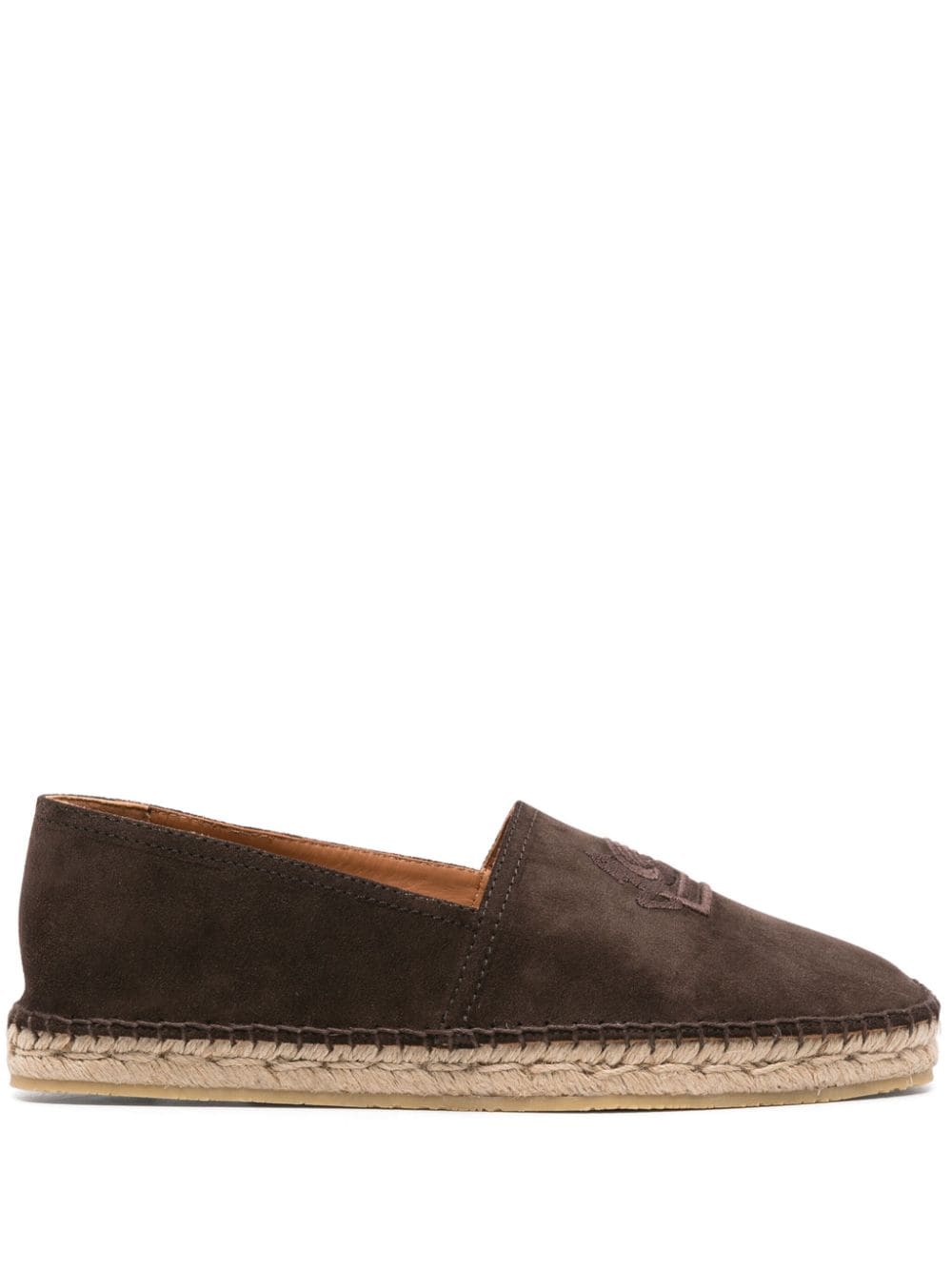 Etro Pegaso-embroidered Suede Espadrilles In Brown