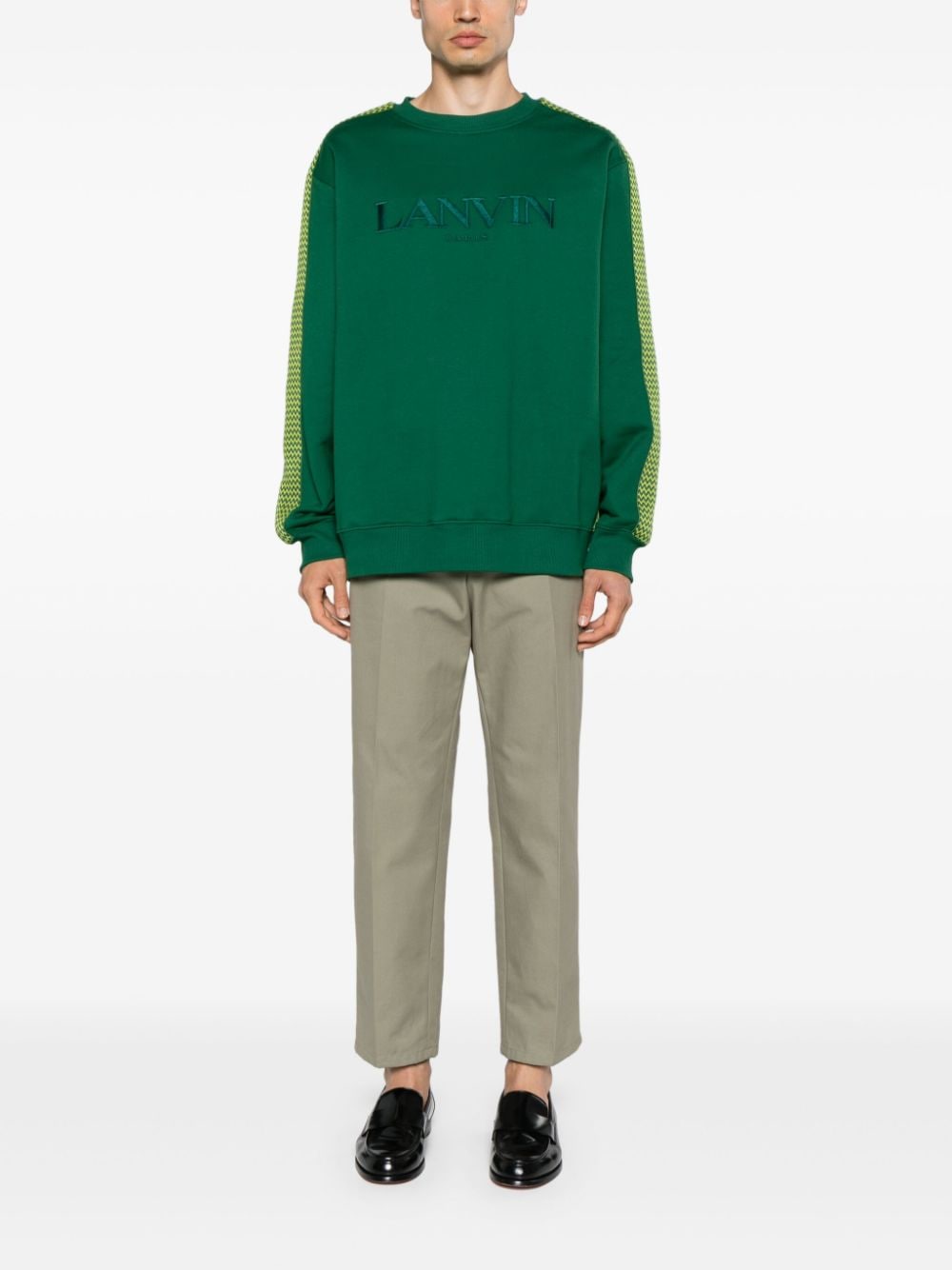 Lanvin logo-embroidered cotton sweatshirt - Groen