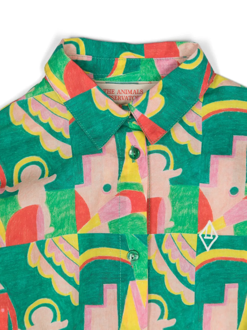 The Animals Observatory Wolf Abstract-print Shirt In Green