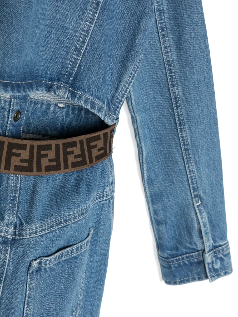 Fendi Kids Spijkerjurk met cut-outs Blauw