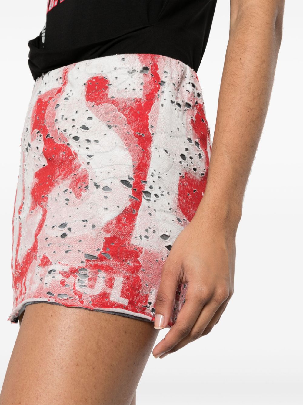 Shop Diesel Distressed-effect Skirt In Rot