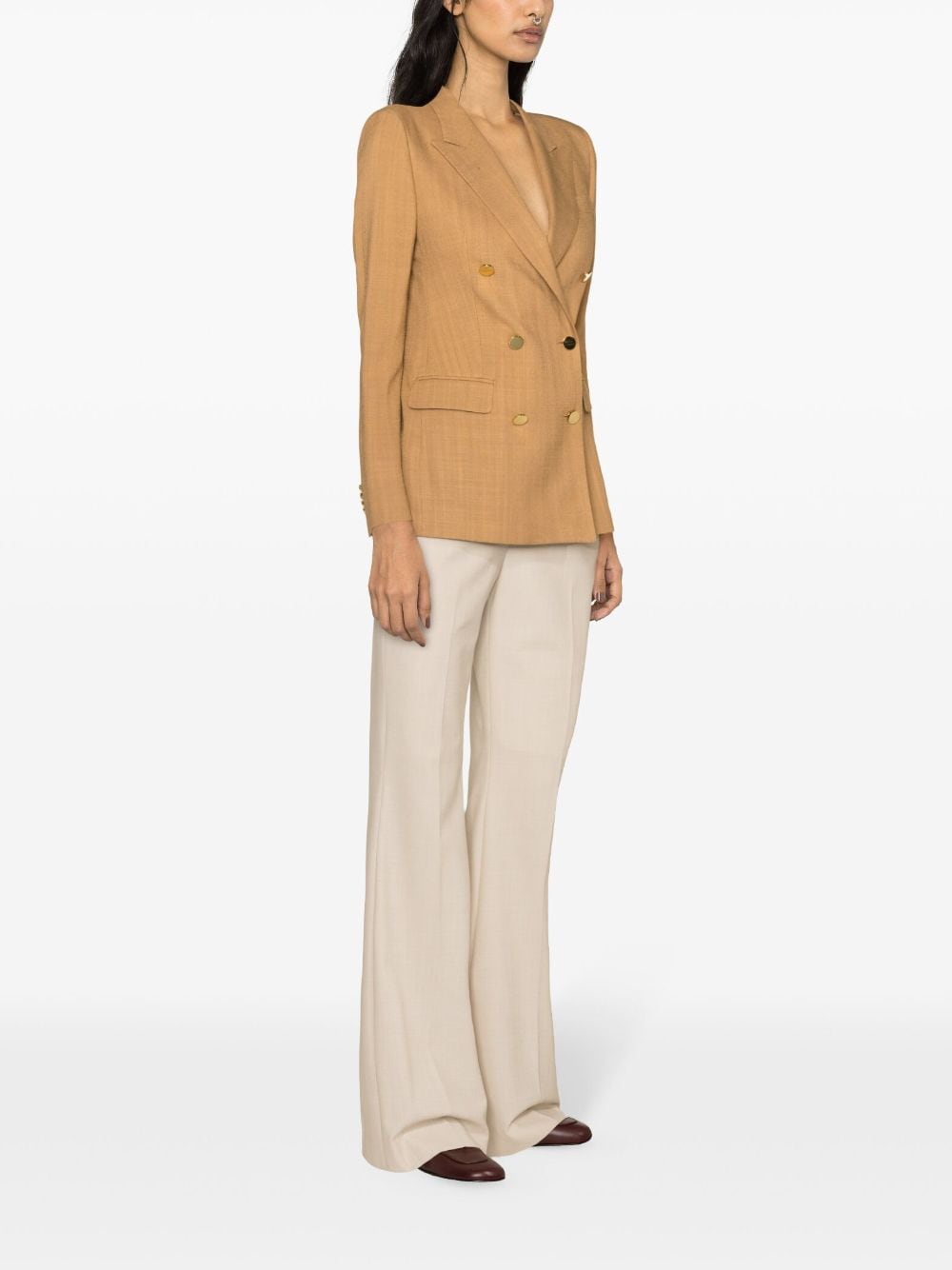 Shop Tagliatore Double-breasted Textured Blazer In Orange