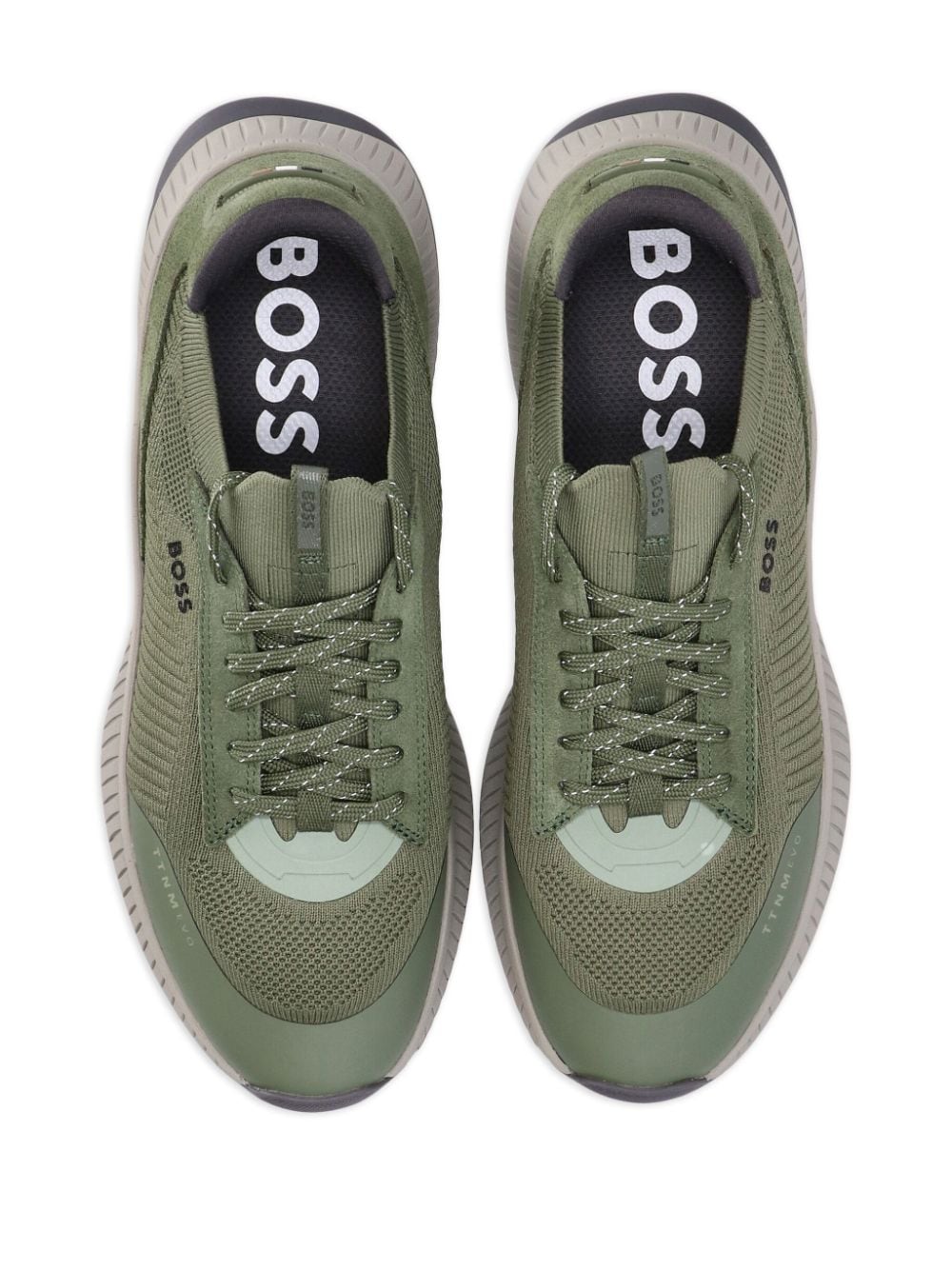 Shop Hugo Boss Knitted Low-top Sneakers In Green