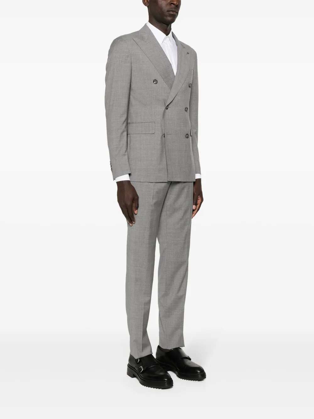 Shop Tagliatore Double-breasted Wool Suit In Grey