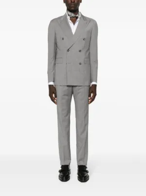 スーツ TAGLIATORE Linen and cotton double-breasted pinstripe blazer Tagliatore Linen And Cotton Double-Breasted Pinstripe Blazer