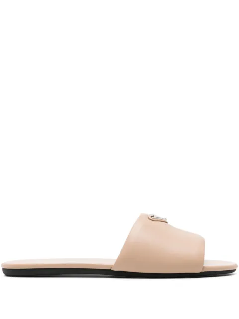 Prada triangle-logo leather slides