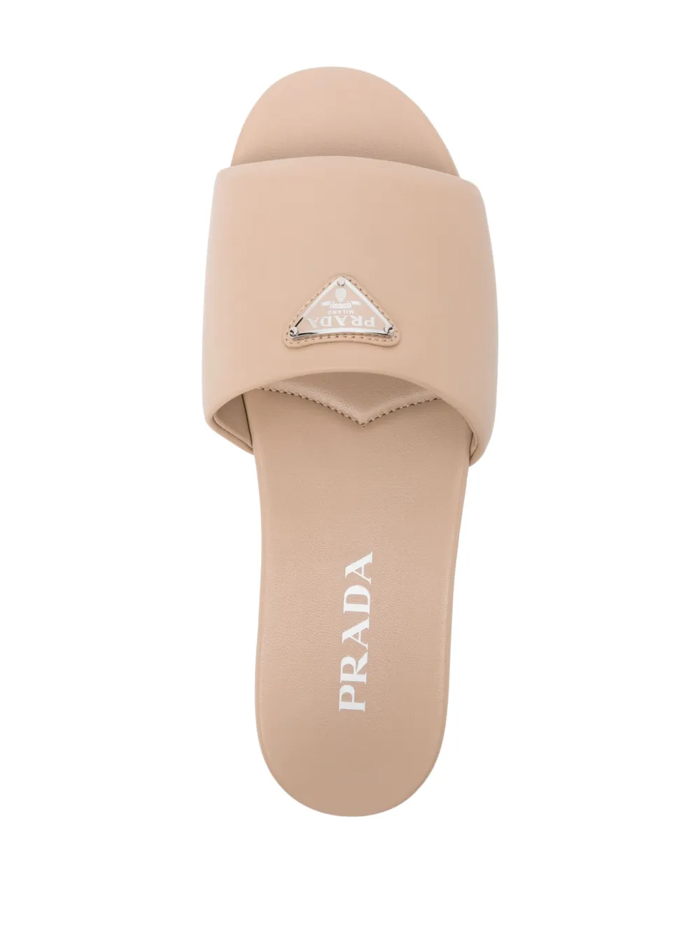 Prada triangle-logo leather slides Neutrals