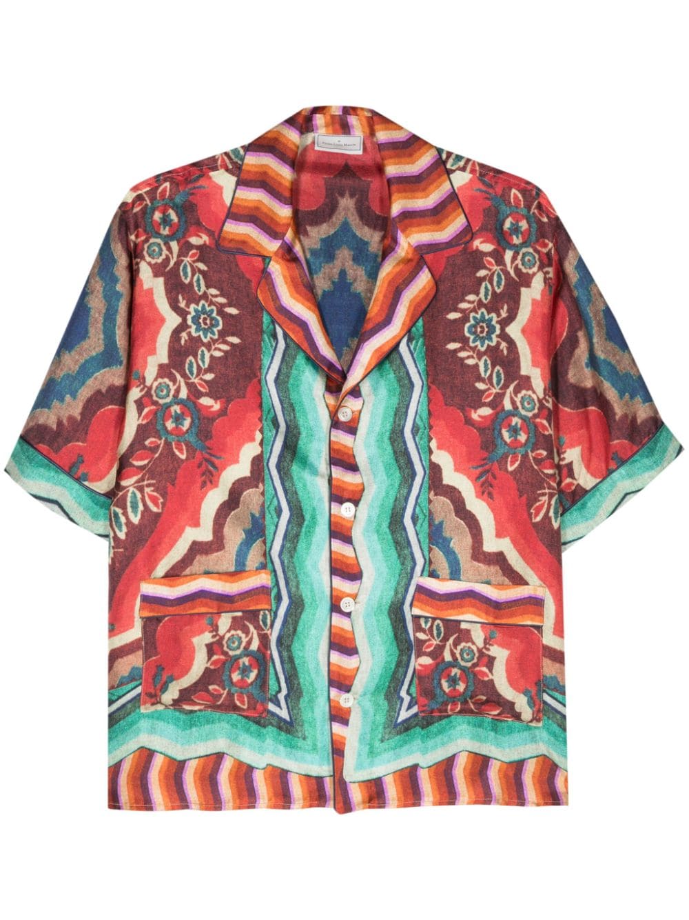 Pierre-Louis Mascia graphic-print silk shirt - Rosso