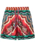 Pierre-Louis Mascia Aloe graphic-print silk shorts - Red