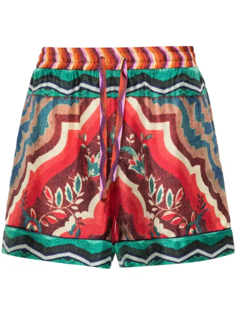 Pierre-Louis Mascia Aloe graphic-print silk shorts