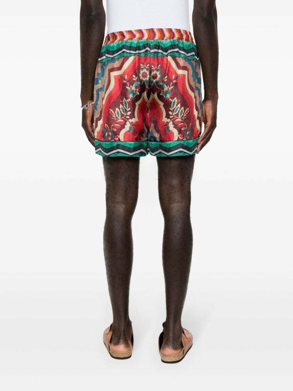 Pierre-Louis Mascia Aloe zijden shorts met print Rood