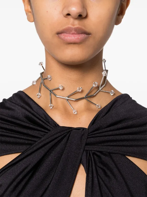 Hugo Kreit Wishbone crystal-embellished Necklace | Silver