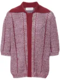 Lanvin spread-collar open-knit cardigan - Red
