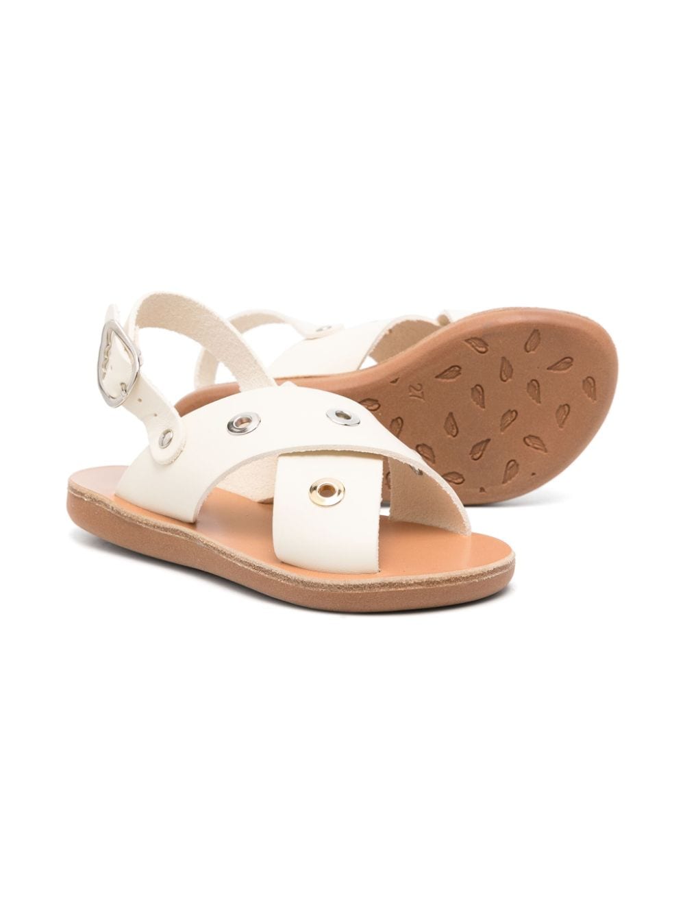 Shop Ancient Greek Sandals Little Maria Eyelets Leather Sandals In 白色