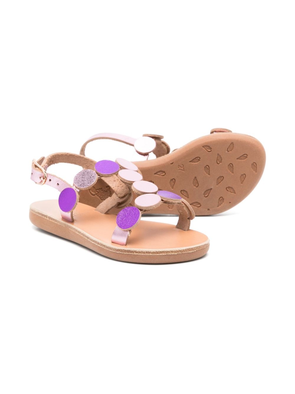 Shop Ancient Greek Sandals Little Uranos Leather Sandals In 紫色