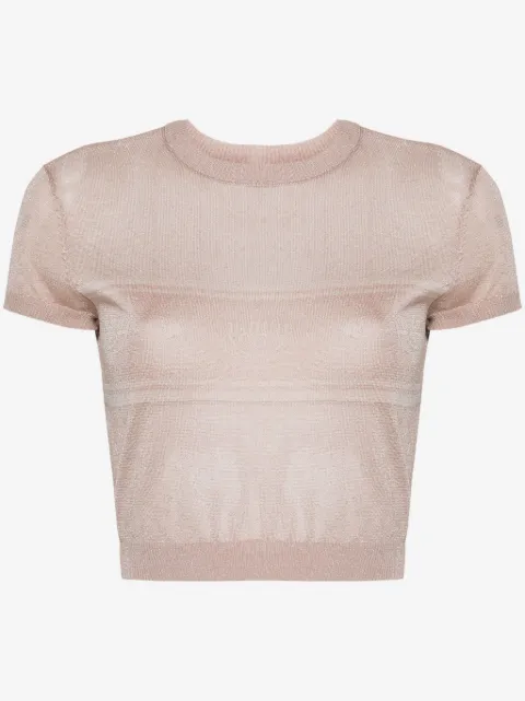Chiara Ferragni Eyelike-motif metallic cropped jumper