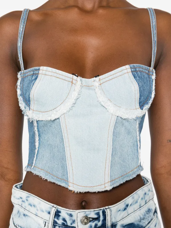 Chiara Ferragni Denim Cropped Top | Blue | FARFETCH JO