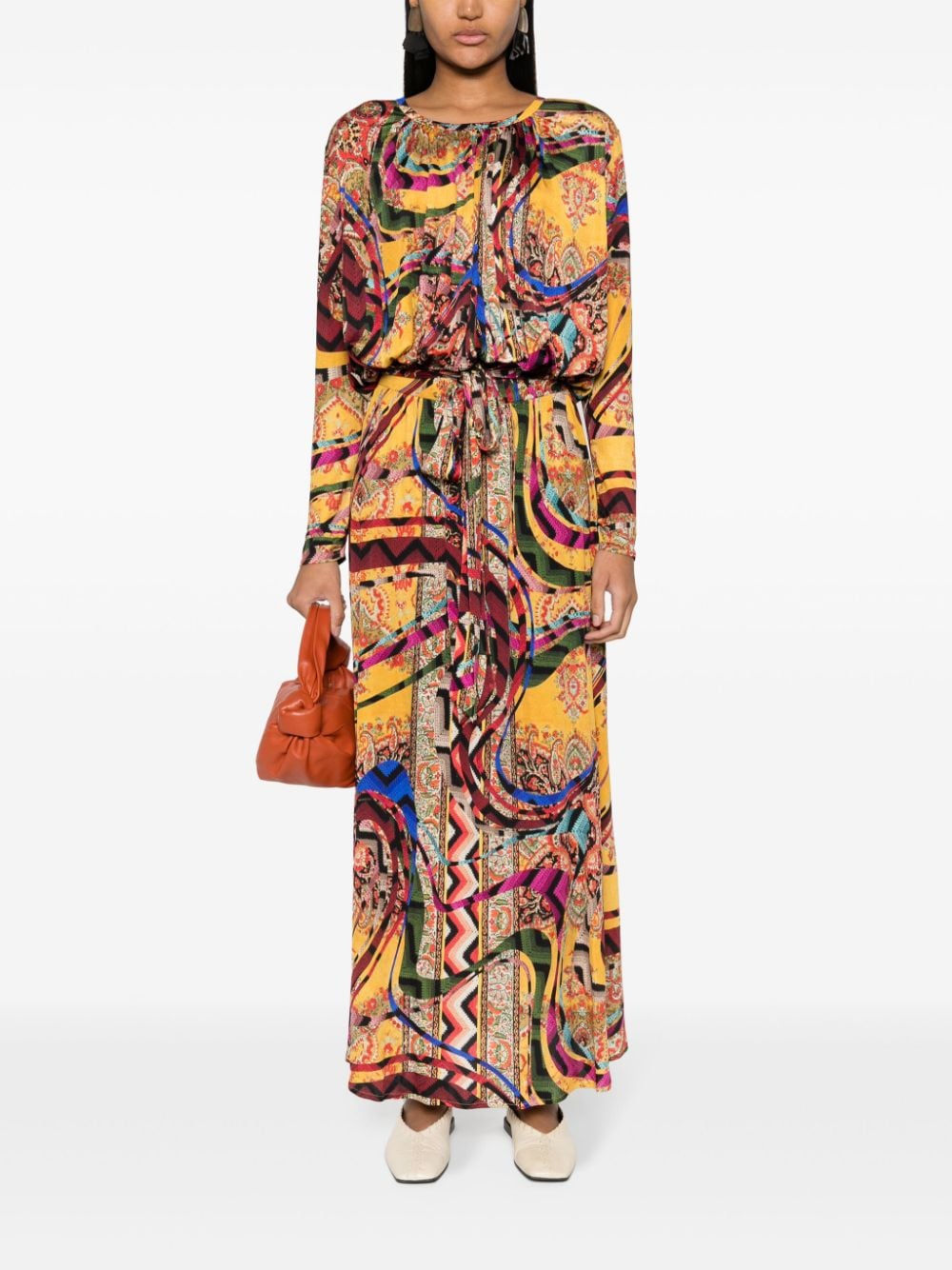 Pierre-Louis Mascia abstract-print silk dress - Geel