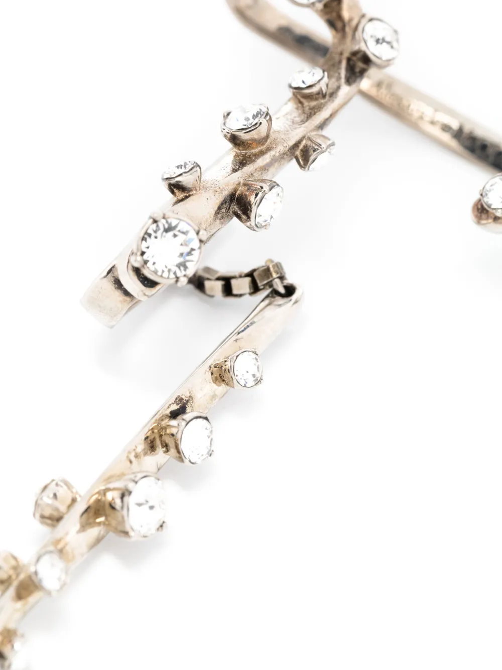 Alexander Mcqueen Crystal-embellished Single Ear Cuff In Silber