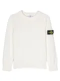 Stone Island Junior Compass-badge cotton jumper - White