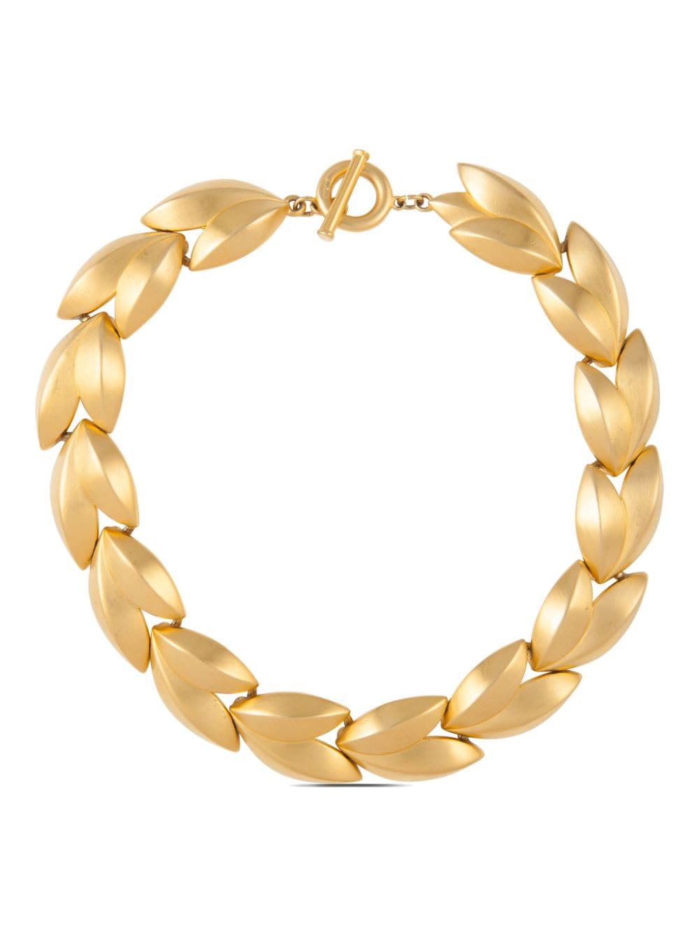 1980s pre-owned gold-plated leaf necklace