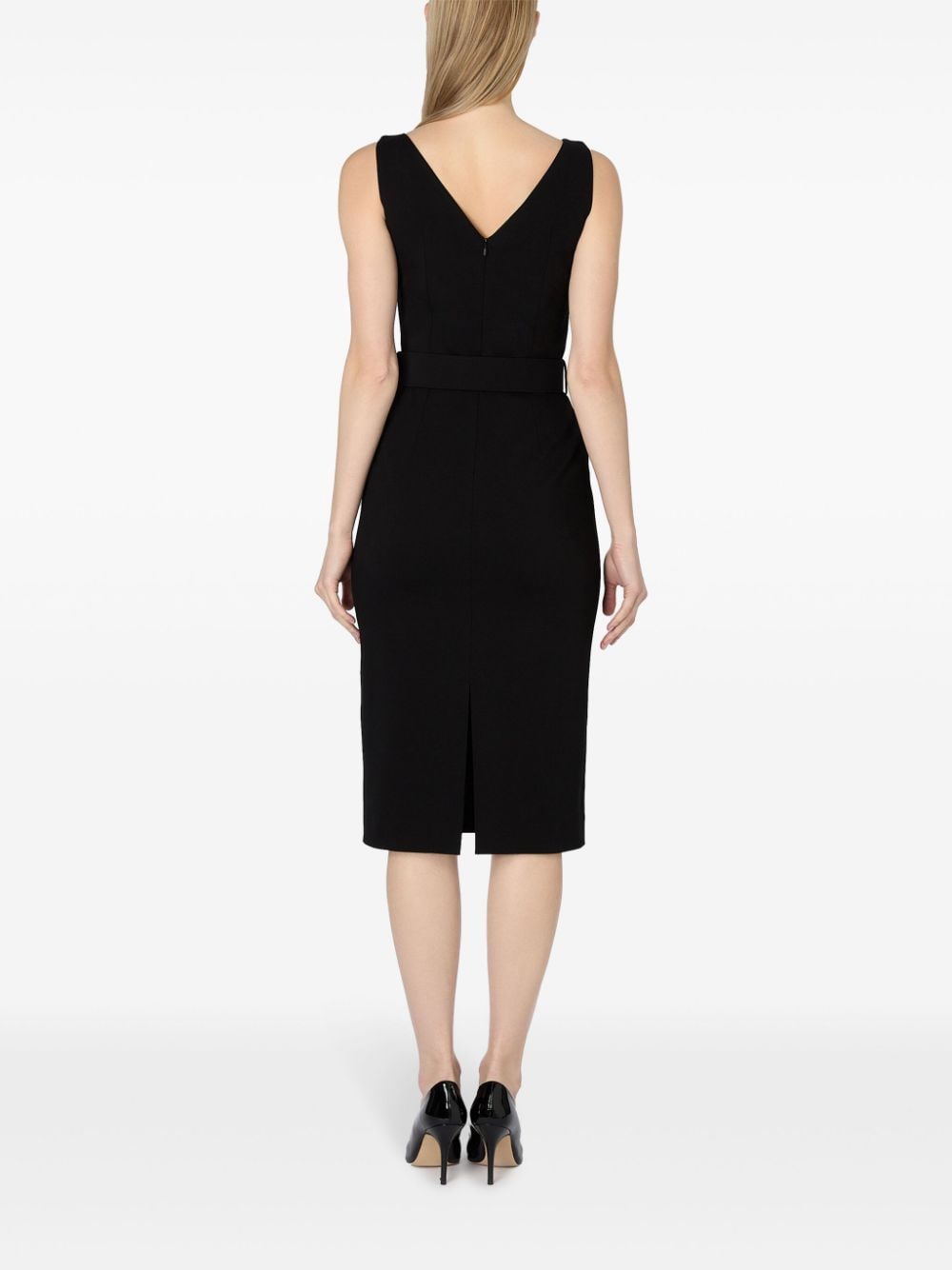 Shop Jane Monroe Belted Midi Dress In Black