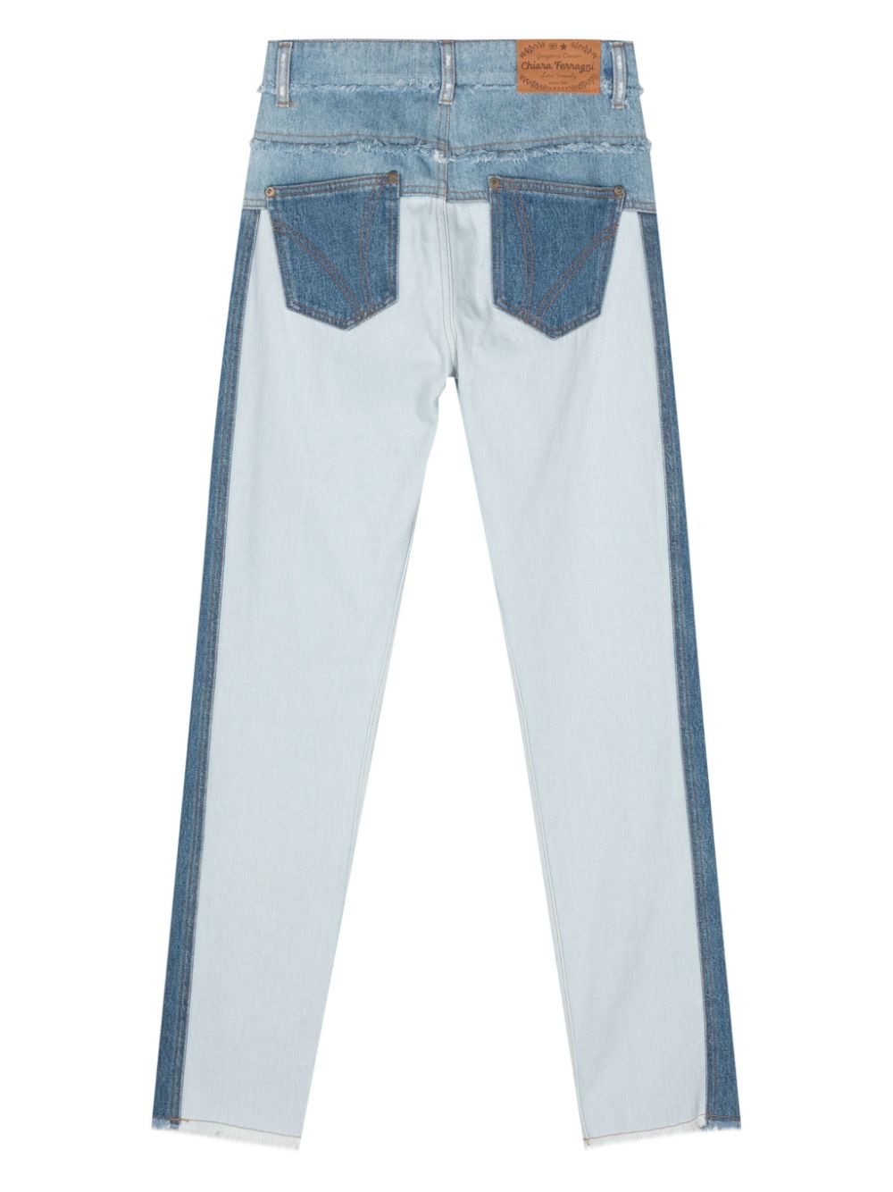 Image 2 of Chiara Ferragni contrast fringed tapered jeans