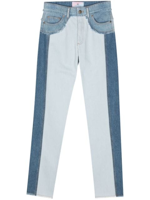 Chiara Ferragni contrast fringed tapered jeans