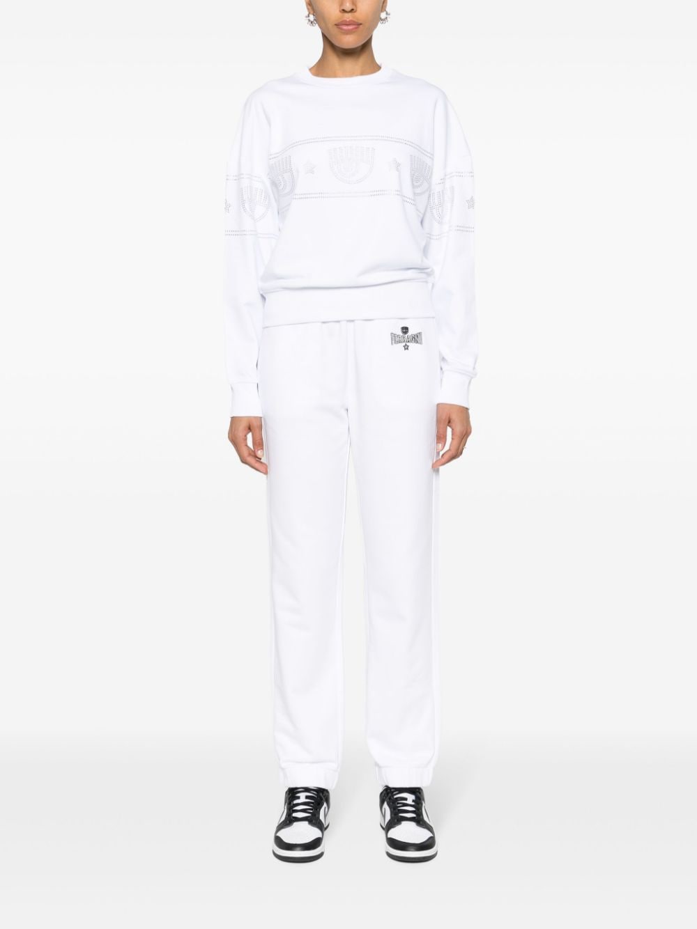 Shop Chiara Ferragni Logo-embroidered Cotton Track Pants In White