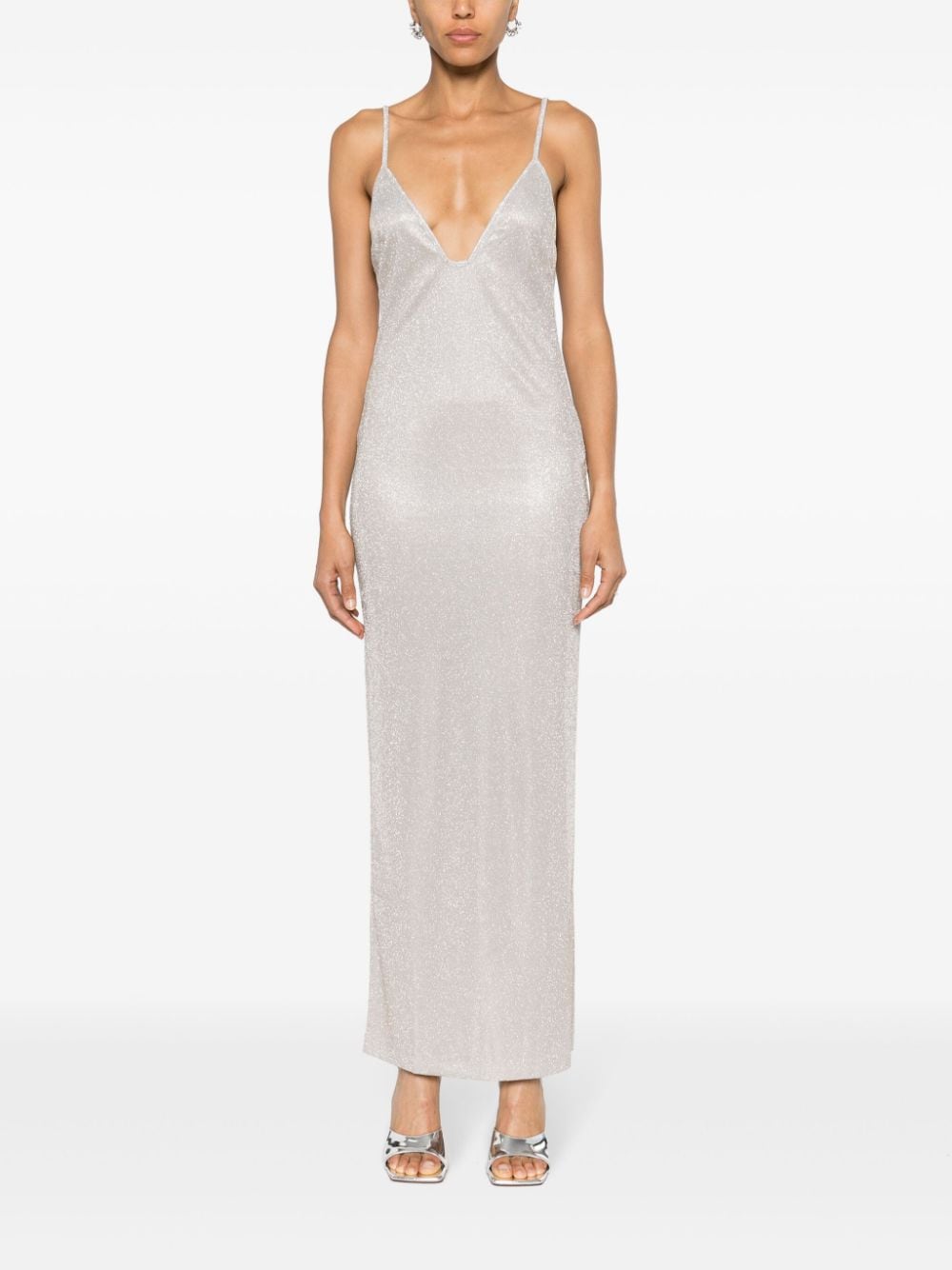 Shop Chiara Ferragni Glittered Maxi Dress In Grey