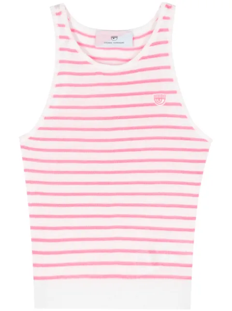 Chiara Ferragni Eyelike-patch striped sleeveless top