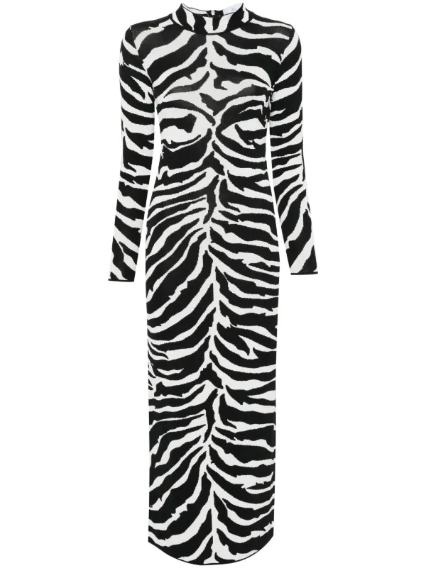 knee length dresses for ladies Brown Zebra Instincts Print Maxi Dress main image 0