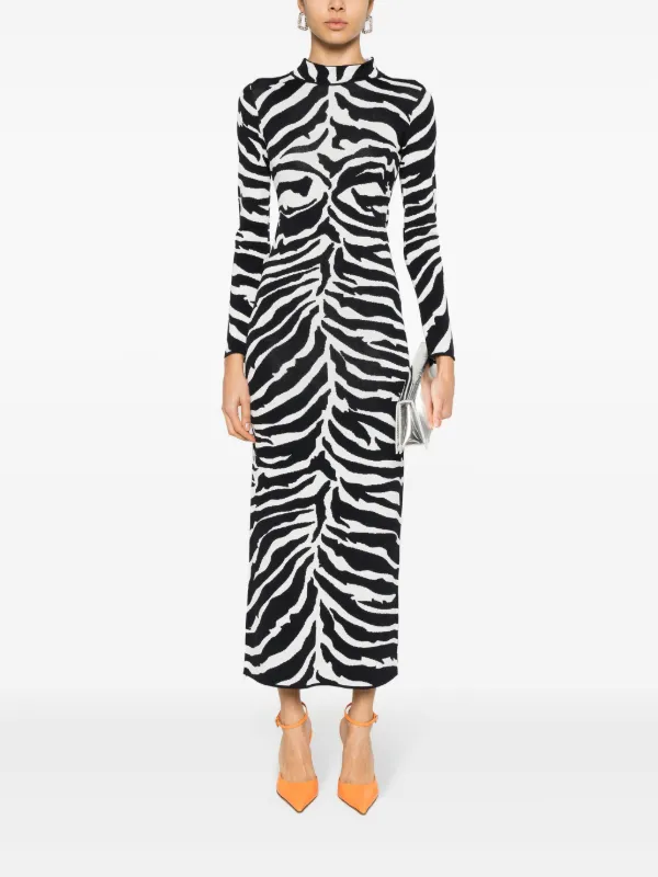Ana Radu zebra-patterned Long Dress | Black | FARFETCH Ana Radu zebra-patterned Long Dress | Black | FARFETCH