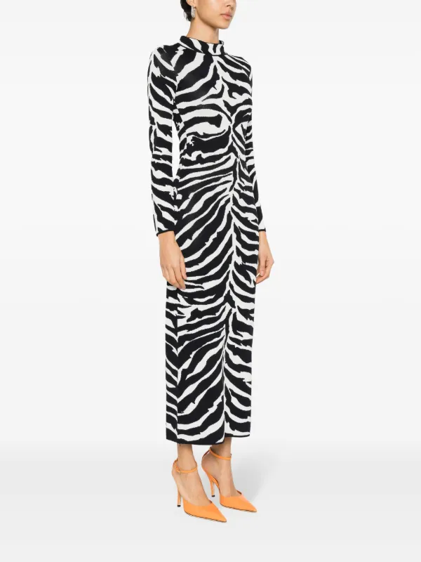 Ana Radu Abito Lungo Zebrato Nero FARFETCH IT