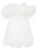 Ana Radu floral-appliqué tulle mini dress - White