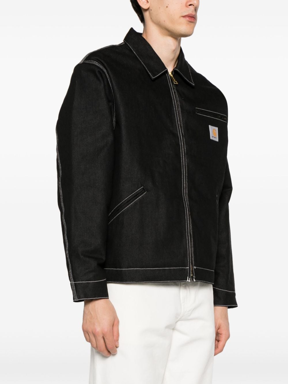 Shop Carhartt Detroit Padded Denim Jacket In Black