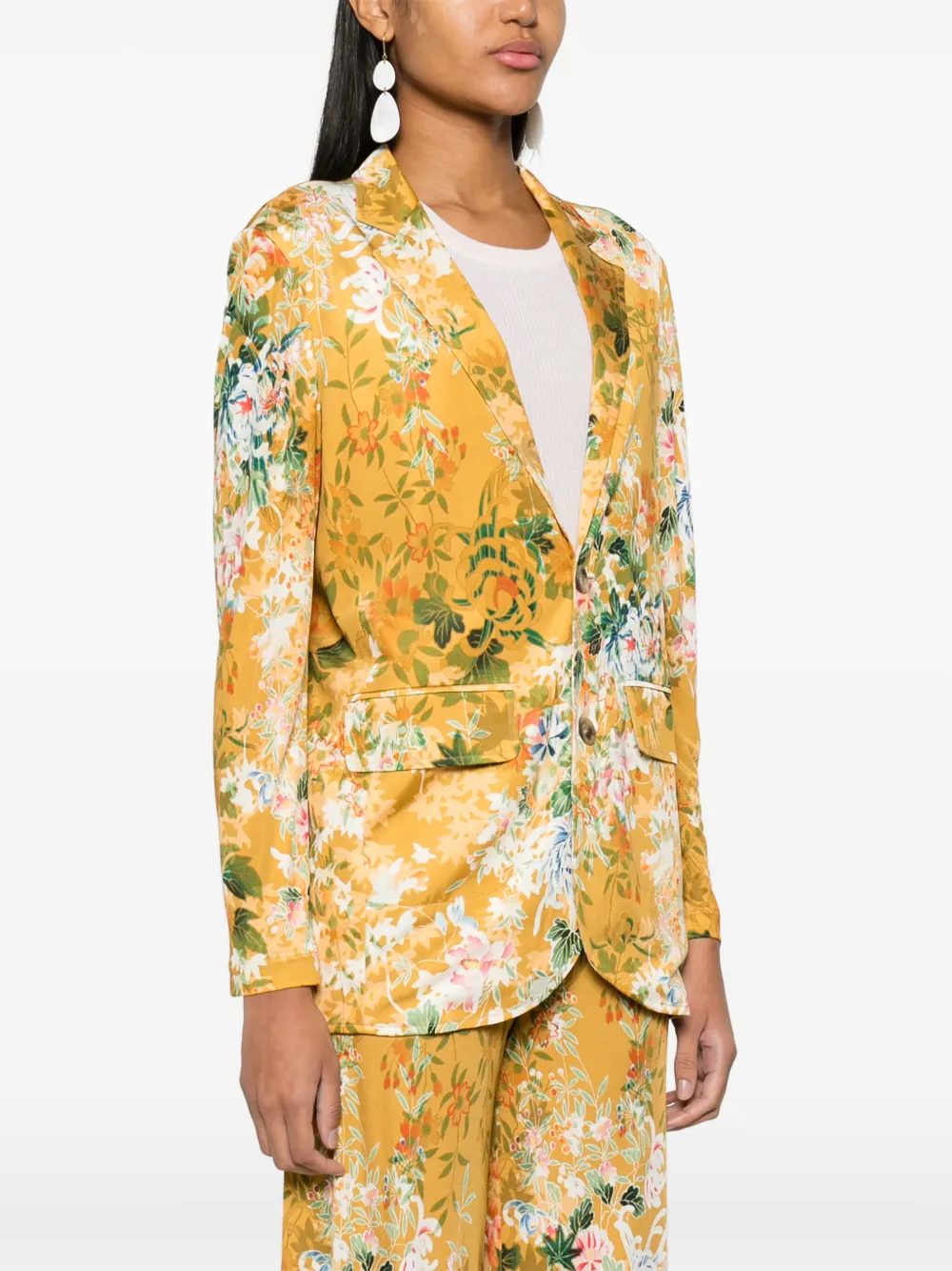 Shop Pierre-louis Mascia Floral-print Silk Blazer In Gelb