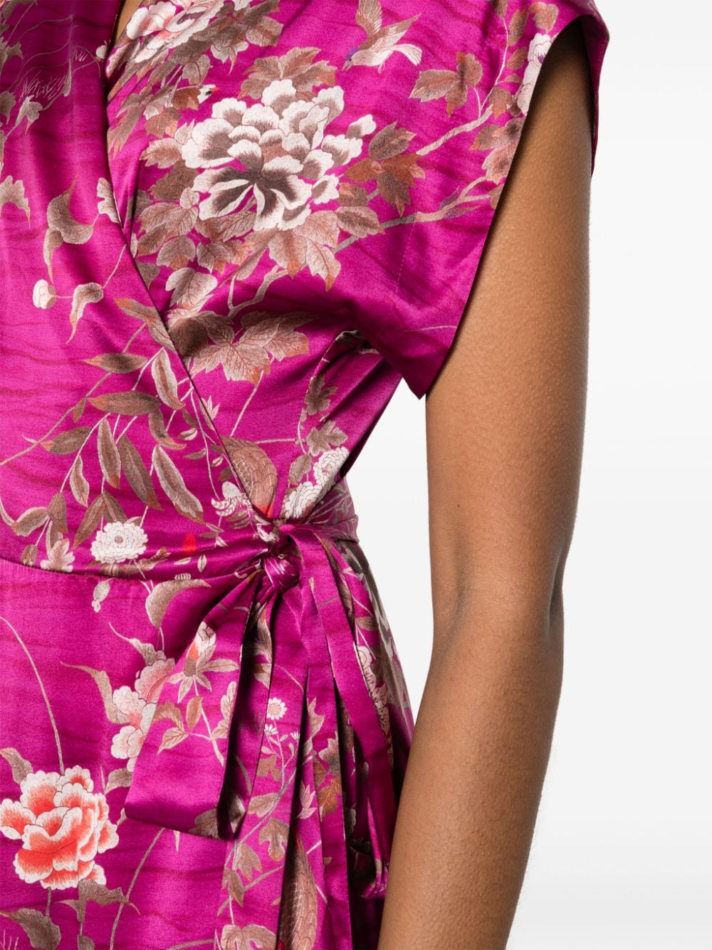 Shop Pierre-louis Mascia Floral-print Satin Dress In Rosa