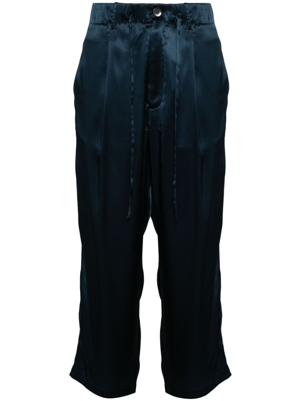 Pierre-louis Mascia Piped Trim-detail Silk Trousers In Blau