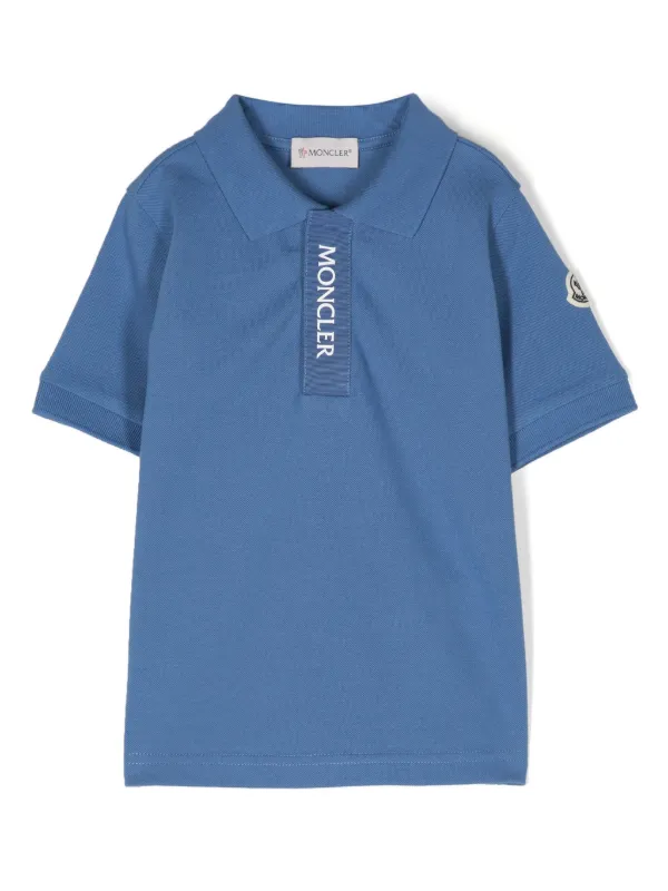 【関税&送料込】Moncler T-shirts and Polos Blue Moncler Enfant logo-appliqué Polo Shirt | Blue | FARFETCH