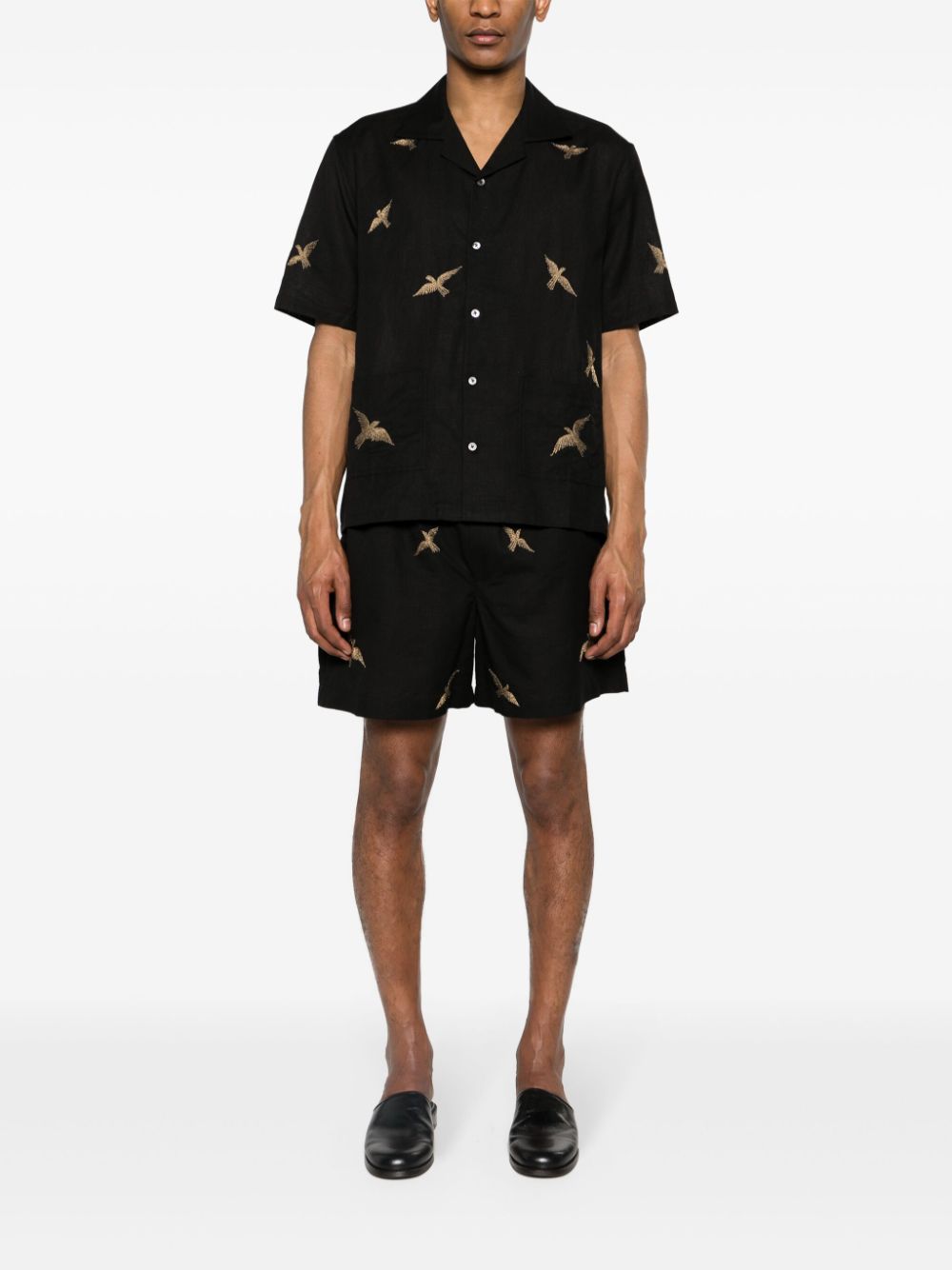 Shop Baziszt Columbus Camp-collar Shirt In Black