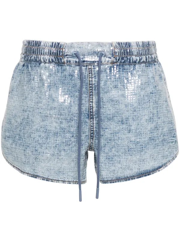 Diesel Sunny check-pattern Denim Shorts Blue FARFETCH BE
